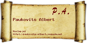 Paukovits Albert névjegykártya