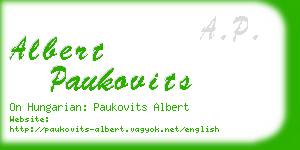 albert paukovits business card